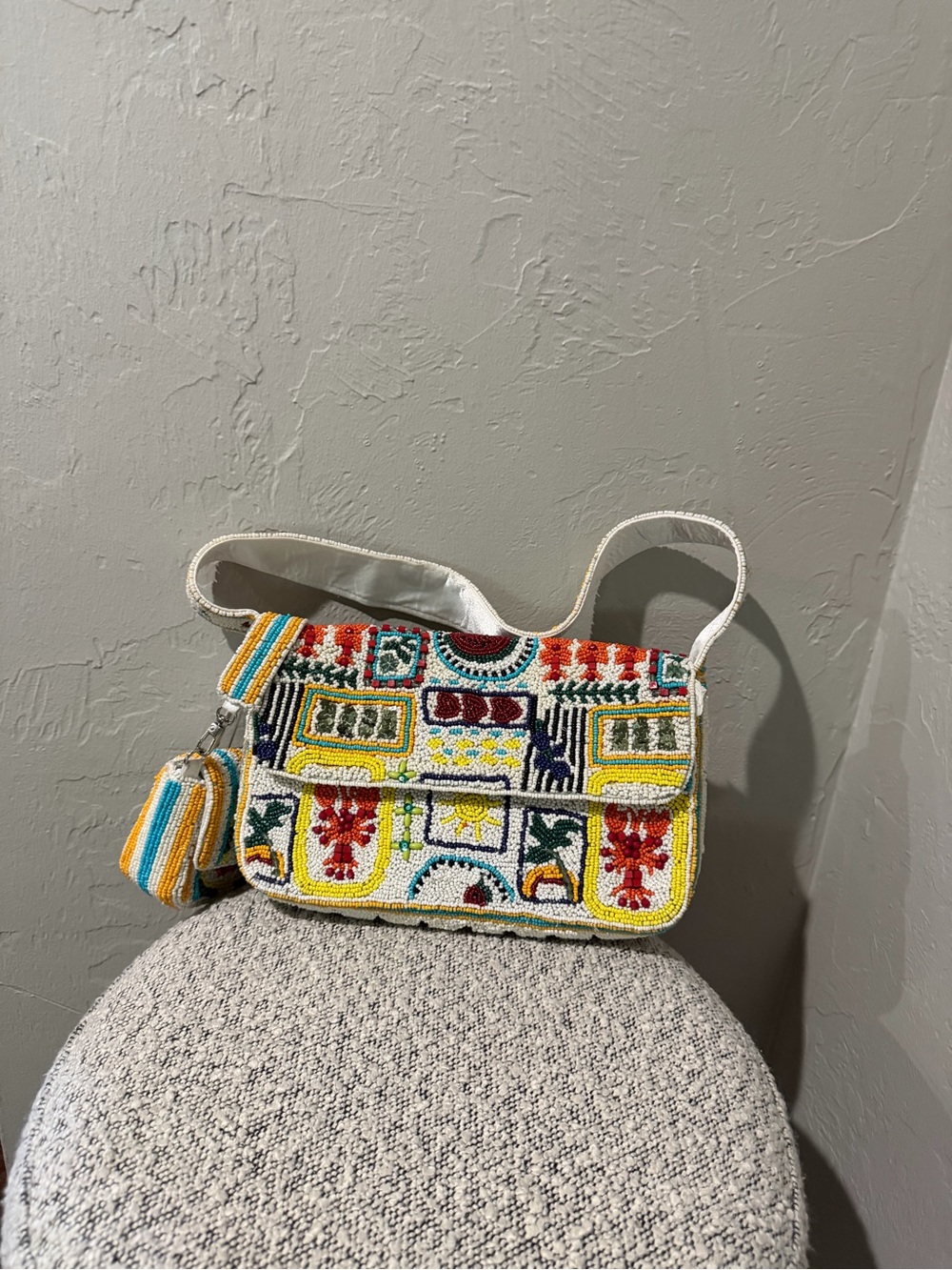 Embroidered Multi-Color Beaded Shoulder Bag